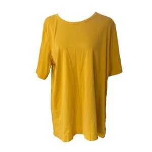 Duluth Trading Co Cotton T Shirt Womens 1X Yellow Short Sleeve Casual Fall Basic